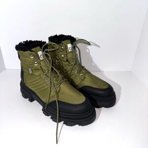 Ganni Cleated Lace Up Hiking Boots